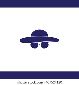 Vector illustration of black sun glasses and spy hat