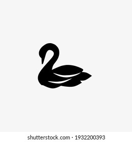 Vector illustration of black swan isolated on white