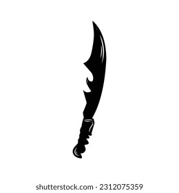Ilustración vectorial de una espada negra sobre un fondo blanco 
