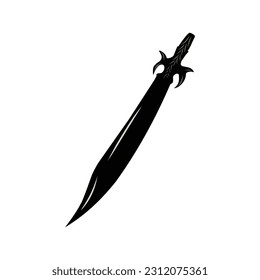 Vector illustration of a black sword on a white background 