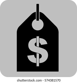 Vector Illustration of Black Tag icon with Dollar Sign in White