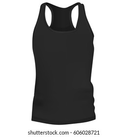 Vector illustration of black tank top or singlet,