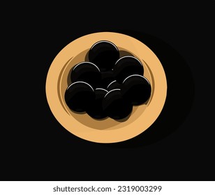 Vector illustration, black tapioca on a black background