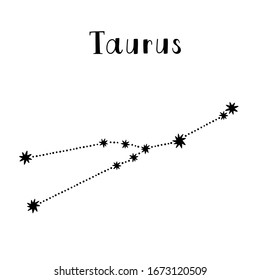 Vector illustration of black Taurus zodiac star sign isolated on a white background.