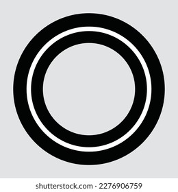 Vektorgrafik eines schwarzen Reifensymbols mit einem kreisrunden weißen Linienmotiv in der Mitte