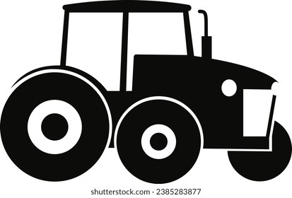 vector illustration of a black tractor on a transparent background