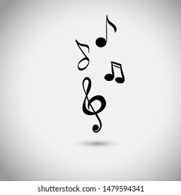 Vector illustration black treble clef isolated. Music key. Musical symbol.