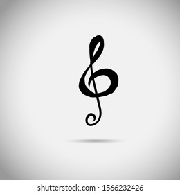 Vector illustration black treble clef isolated. Music key. Musical symbol.