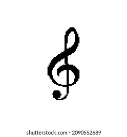 Vector illustration black treble clef isolated on white background. Music key. Musical symbol