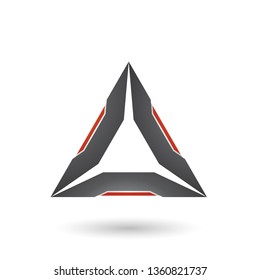 Vector Illustration of Black Triangle with Red Edges isolated on a white background