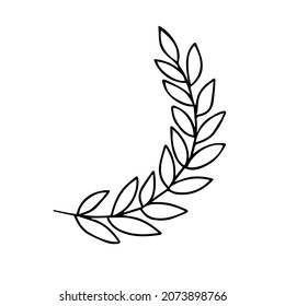 A Vector Illustration of a black tropical palm leaf isolated on a white background