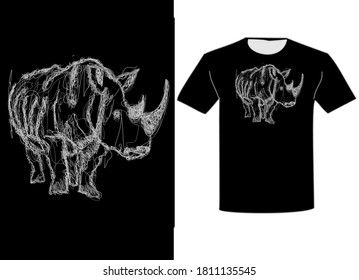 ilustración vectorial de camiseta negra con diseño de garrapatas de línea abstracta gris.