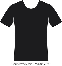 Vector Illustration of a Black T-Shirt Template Featuring a Minimalist and Clean Clothing Design Perfect for Fashion Branding and Apparel Mockups