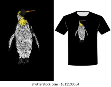 vector illustration of a black t-shirt with yellow and gray abstract line scribble design.