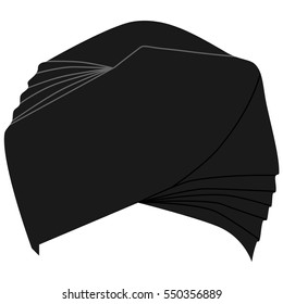Vector illustration black turban headdress isolated on white background. Sikh turban icon.