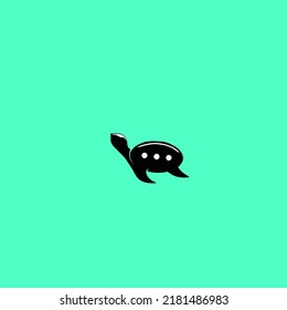 Vector illustration of black turtle forming message notification