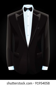 Vector illustration of a black tuxedo and bow tie