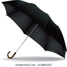 vector illustration of a black umbrella isolated on white