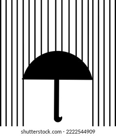 Vector illustration of a black umbrella protecting from rain. Can be used as a logo, brand or tattoo
