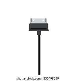 Vector illustration black usb cord, cable, connector symbol