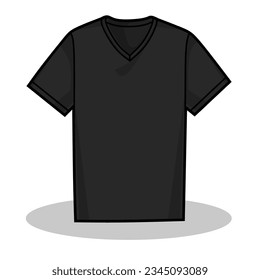 Ilustración vectorial de la camiseta negra V con fondo blanco