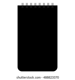 Vector illustration black vertical spiral notepad notebook isolated on white background.