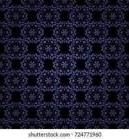 Vector illustration. Vector black, violet and blue simple mandala optical illusion, psychedelic trippy abstract seamless pattern texture.