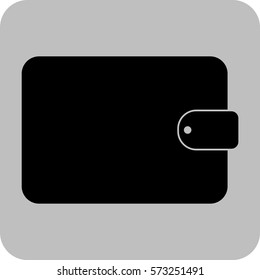 Ilustración vectorial de una cartera negra con un icono de fondo gris

