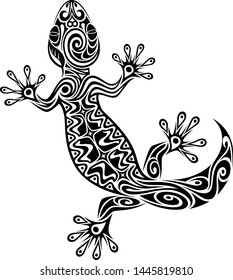 Vector illustration of a black and white abstract patterned gecko.