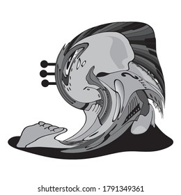 ilustración vectorial abstracto en blanco y negro sobre blanco