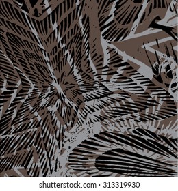 Vector illustration of black and white abstract pattern background. Hand drawn, doodle, stars, blossom backdrop.