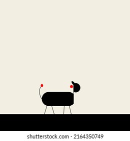Vector illustration of black and white animal silhouette