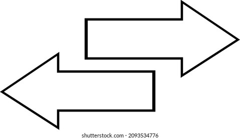 Vector illustration of black and white arrows indicating double right and left directions