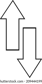 Vector illustration of black and white arrows, indicating up and down
