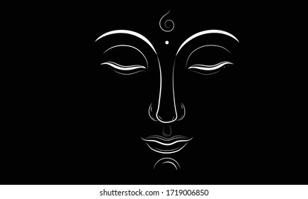 A vector illustration of black and white Bhddha face.