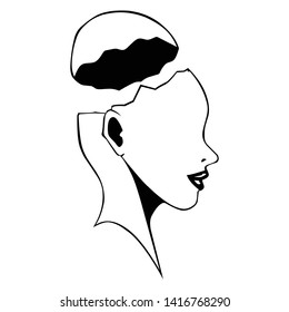 Vector illustration of black and white blank head design suitable for creative logos and clothing printing