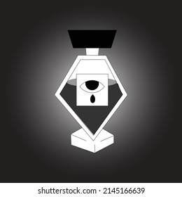 Vector illustration in black and white. A bottle with tears. Potions of sadness and sorrow.