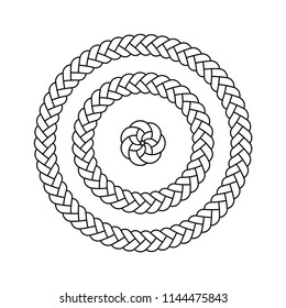 Vector Illustration, Black And White, Braid Circles Three Different Diameters