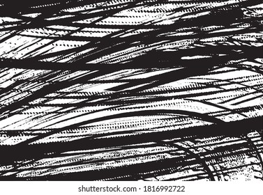 Vector illustration of black and white brush srokes texture background. Distressed overlay texture. Grunge background. Abstract textured effect. Usable for advertisement,banners, card,decoration& etc 
