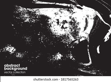 Vector illustration of black and white brush srokes texture background. Distressed overlay texture. Grunge background. Abstract textured effect. 