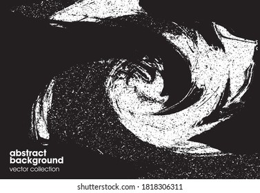 Vektorgrafik von schwarz-weißem Pinselstrich, strukturierter Hintergrund. Verzerrte Overlay-Textur. brüchiger Hintergrund. Abstrakter strukturierter Effekt. Für Werbung, Banner, Karten, Broschüren usw. verwendbar