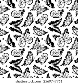 vector illustration of a black and white butterfly pattern, featuring bold contrasts and elegant wing shapes. This eye-catching design adds a modern touch, ideal for a variety of creative projects.