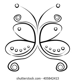 Vector illustration of  black and white butterfly, isolated on the white background  Series of Animals and Insects Illustrations.
