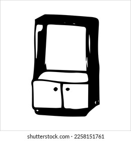 Vector illustration of a black and white cabinet. Interior furniture in cartoon style.