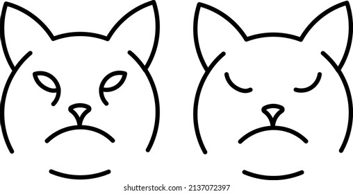 Vector illustration of a black and white cat muzzle logo, hand drawn with a line.