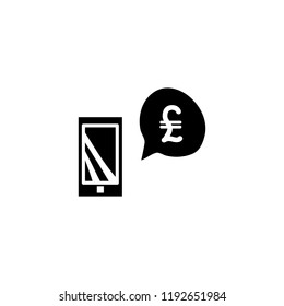 Vector illustration, black and white cell phone icon with euro icon. Can be used for “mobile pay” or “pay online” banners, designs, web design.