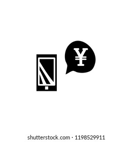 Vector illustration, black and white cell phone icon with euro icon. Can be used for “mobile pay” or “pay online” banners, designs, web design.