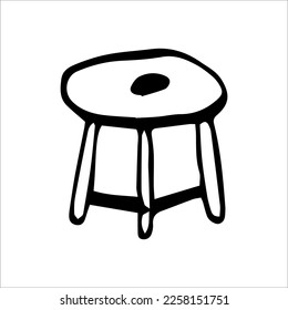 Vector illustration of a black and white chair. Interior furniture in cartoon style.