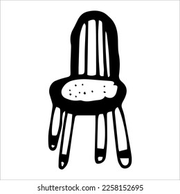 Vector illustration of a black and white chair. Interior furniture in cartoon style.