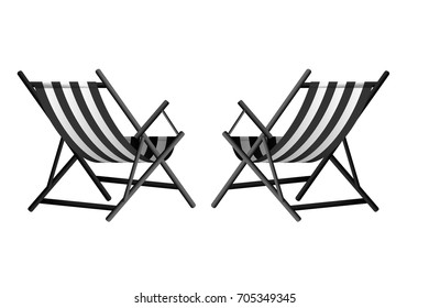 Vector  illustration of black and white chaise lounge  on transparent background 